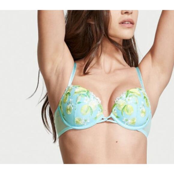 Victoria's Secret Dream Angels Breaker Blue Lemon Embroidery Demi Bra 36D - Picture 8 of 8